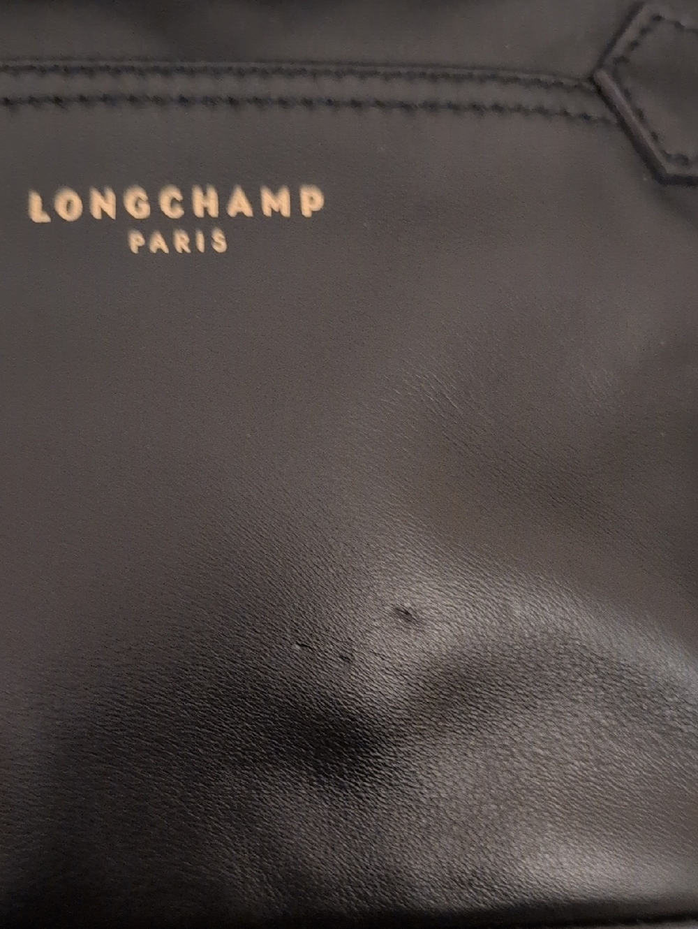 Vintage Longchamp Black Leather Mini Crossbody with Gold Logo - Picture 5 of 5